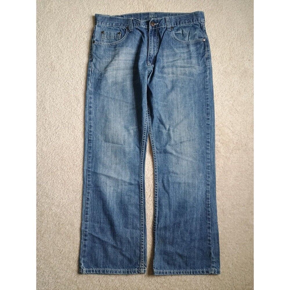 Flypaper Jeans Mens 34x29 Actual Straight Faded Rinse Embroidered Pockets Cotton